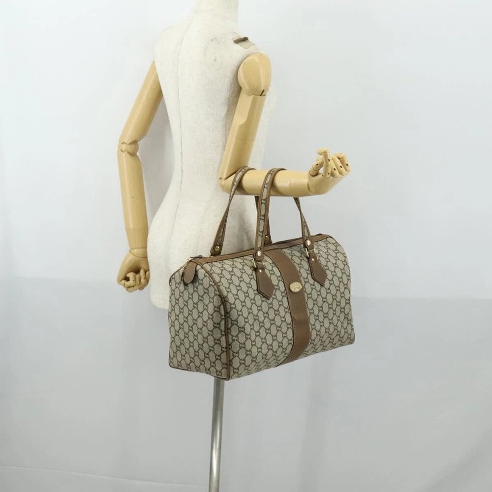 GUCCI GG Plus Supreme Boston Bag PVC Beige Gold Auth 151625 - Picture 14 of 16